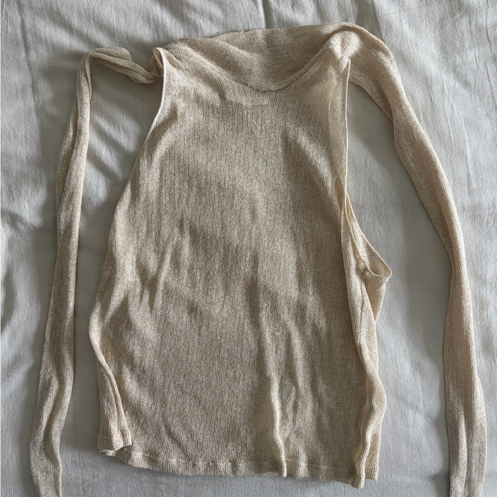 Zara Gold Sheer Knit Tank Top